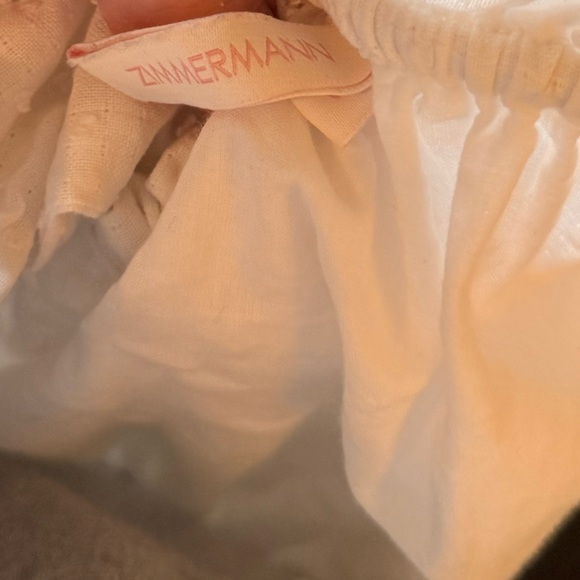 Zimmermann White Swiss Dot Cotton Romper Off Shoulder Tie Waist Size 8 M fits S - Picture 11 of 12